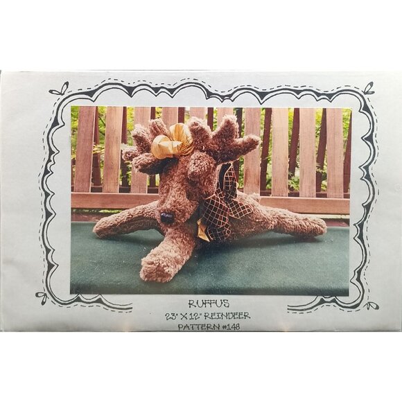 Rufus Reindeer Sewing Pattern 23" X 12" Stuffed Animal - Picture 1 of 2